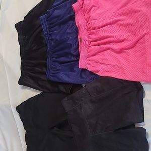 Women's Athletic Shorts Set - Black, Blue, Pink